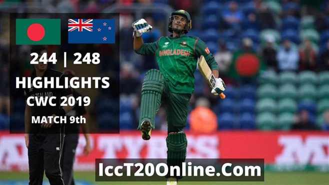 Bangladesh vs New Zealand Highlights CWC 2019 Match 9th