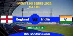 England VS India Mens 1ST T20I Video Highlights 2022