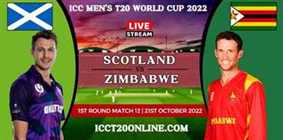 Scotland VS Zimbabwe T20 Cricket WC Live Stream