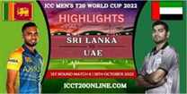 Sri Lanka Vs United Arab Emirates T20 World Cup 18102022 Highlights