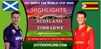 Scotland Vs Zimbabwe T20 World Cup 21102022 Highlights