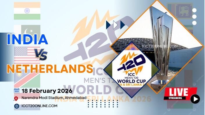 {36th Match} India Vs  Netherlands T20 World Cup Live Stream 2026